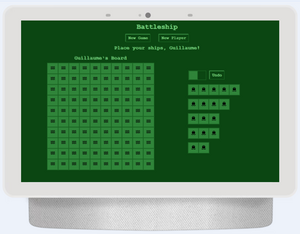 computer screen showing a battleship game