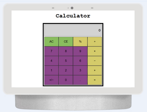 computer screen showing a colorful calculator